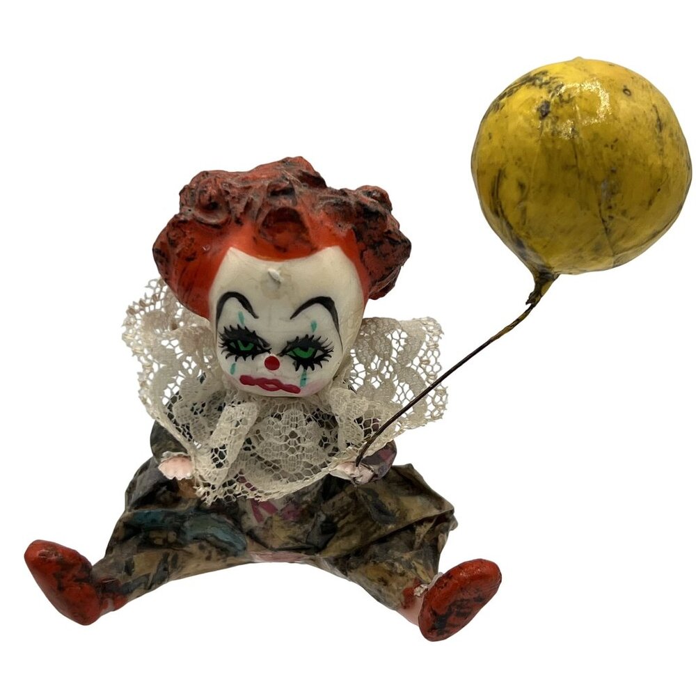 Vintage Mexican Paper Mache Clown Of Terror Handmade Folk Art Horror Collection